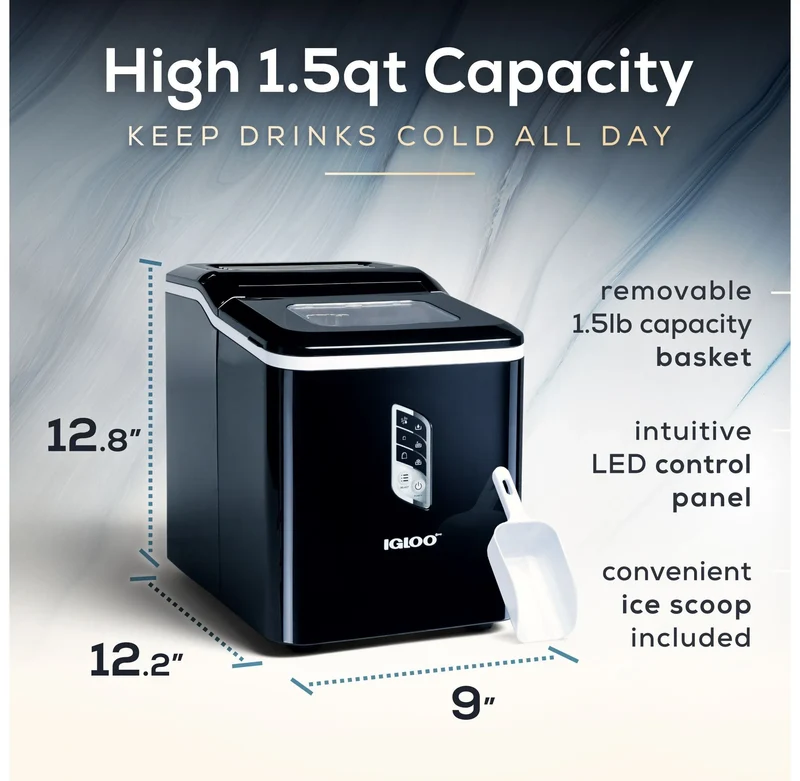 Automatic Self-Cleaning 26-Pound Ice Maker - Black