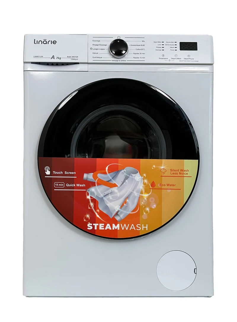 LAVE-LINGE HUBLOT ORSAN LINARIE LJWM712W BLANC 7KG 1200 TOURS MOTEUR INDUCTION 12 PROGRAMMES & VAPEUR CLASSE A