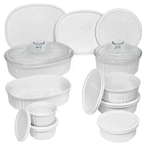 18pc Round & Oval Bakeware Set - French White