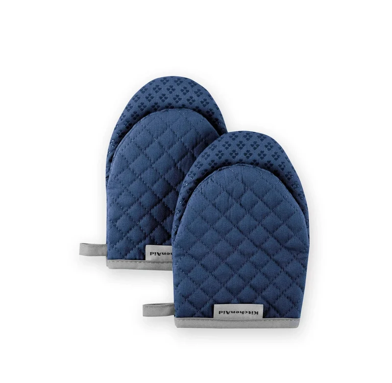 Cotton Mini Oven Mitts - Navy - 2 Pack