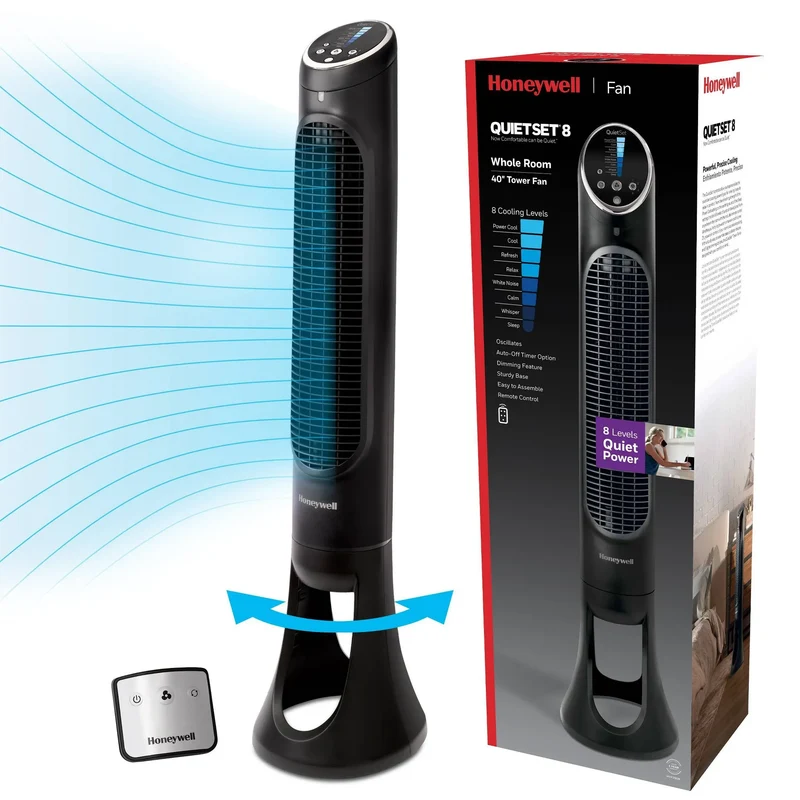 QuietSet 8-Speed Oscillating Tower Fan - Black HYF290B