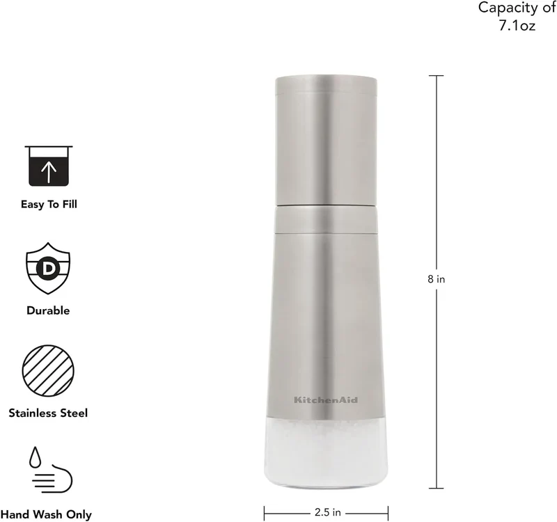 Stainless Steel Salt Grinder - 8 Inch