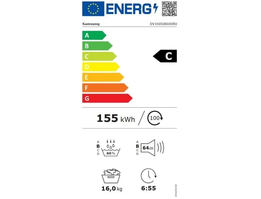 Seche-linge Pompe à Chaleur 16 kg Reconditionné SAMSUNG DV16DG8600BV