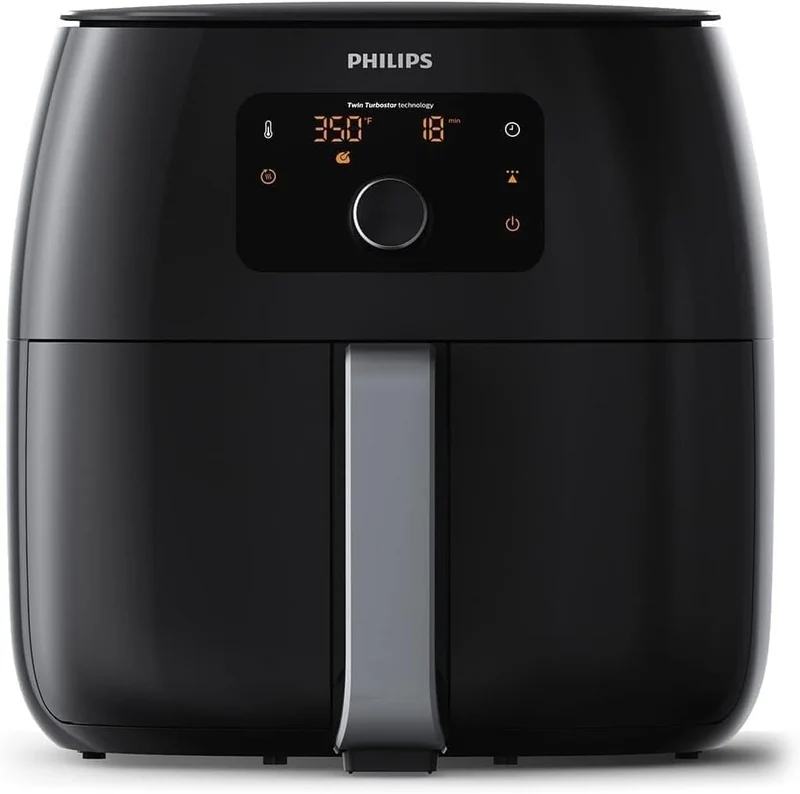 Philips Premium Airfryer XXL, Fat Removal Technology, 3lb/7qt, Rapid Air Technology, Digital Display, Keep Warm Mode, 5 Cooking Presets, HomeID App, Family Sized - Black
