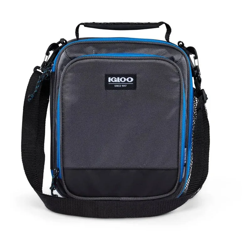 Vertical Lunch Cooler with Adjustable Shoulder Strap - Black/Blue