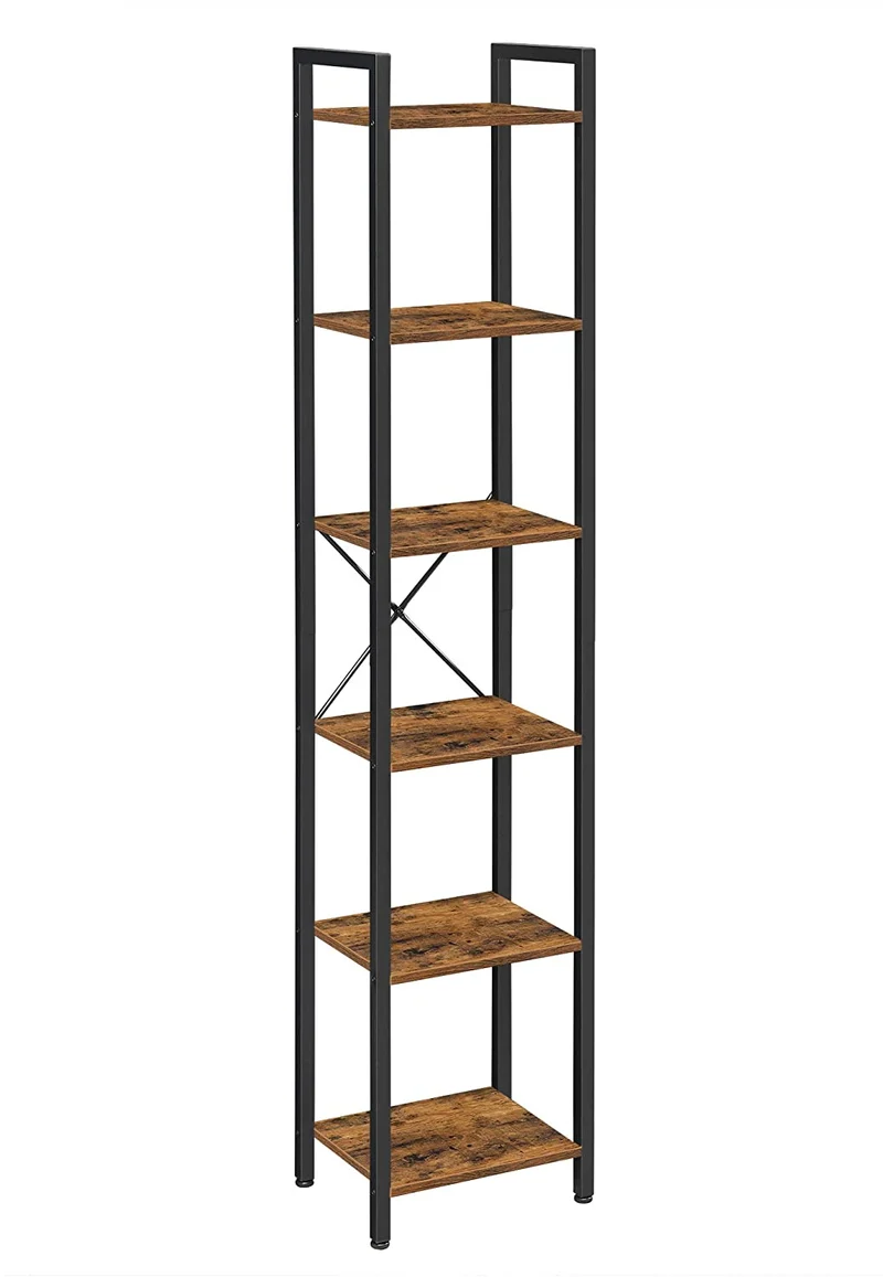 VASAGLE 6-Tier Bookshelf, Bookcase, Storage, Rustic Brown and Black