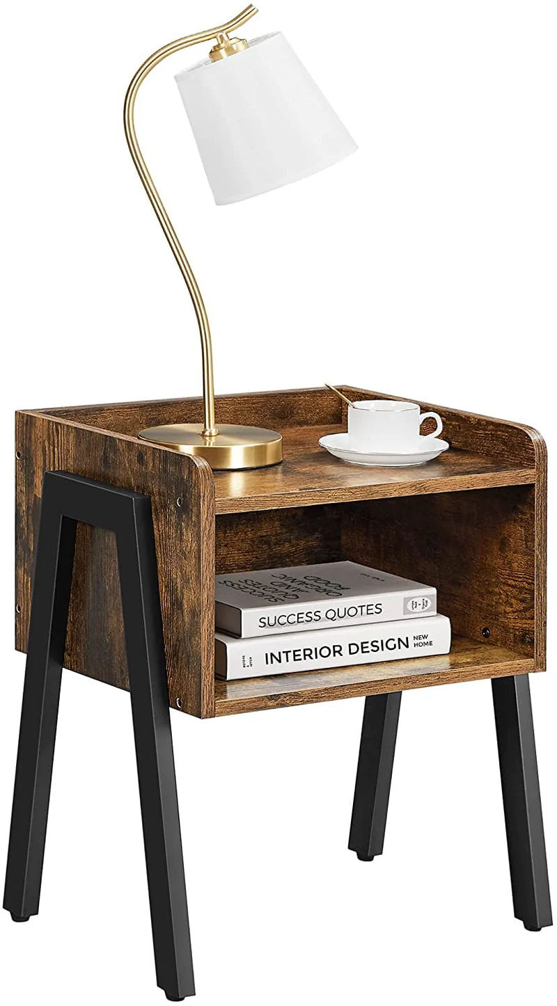 Vasagle End Table, Nightstand, Accent Table for Living Room,Rustic Brown and Black