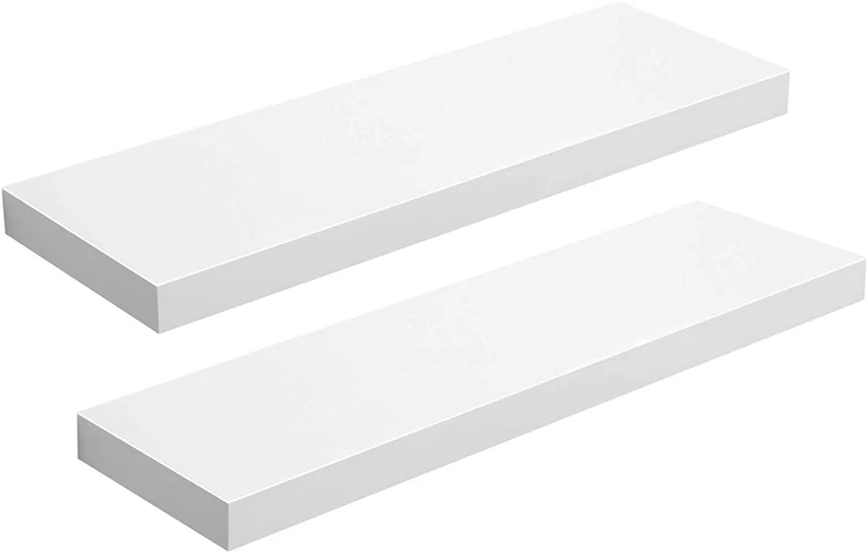 VASAGLE Floating Shelf Set of 2, for Photos, 23.6, White