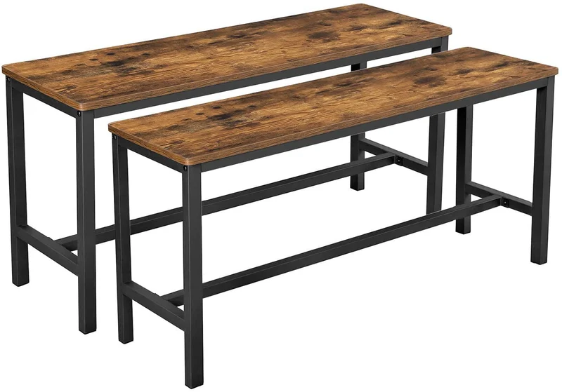VASAGLE Dining Table Bench Set of 2, Industrial Style