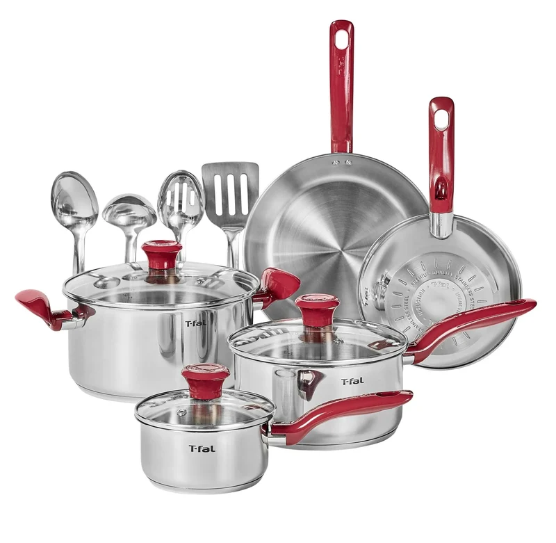 Simply Cook 12-Piece Stainless Steel Cookware Set - Red