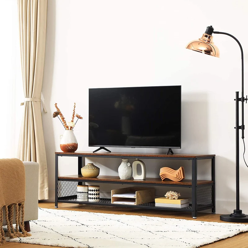 VASAGLE TV Stand for TVS UP to 60 inch Lengthened TV Cabinet, Rustic Brown and Black