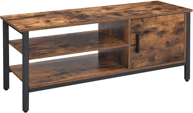 VASAGLE TV Stand for TVs up tp 65 Inches, 43.3 Inches, Rustic Brown and Black