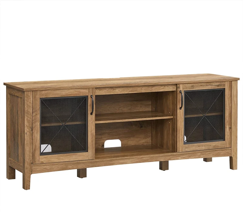 VASAGLE Farmhouse TV Stand for 65-Inch Televisions,Rustic Walnut
