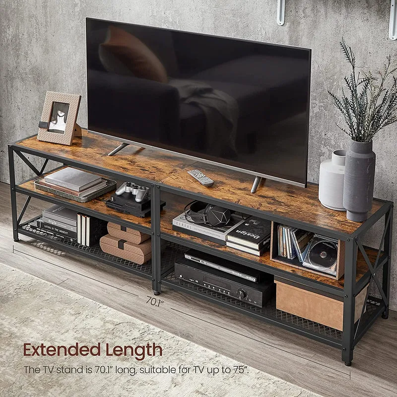 VASAGLE TV Stand for TV up to 75 Inches TV Table Entertainment Center,Rustic Brown and Black