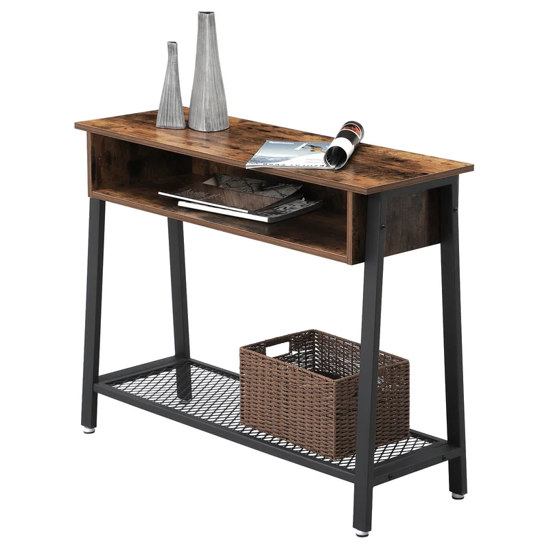 VASAGLE Sofa Table, for Living Room, Rustic Brown