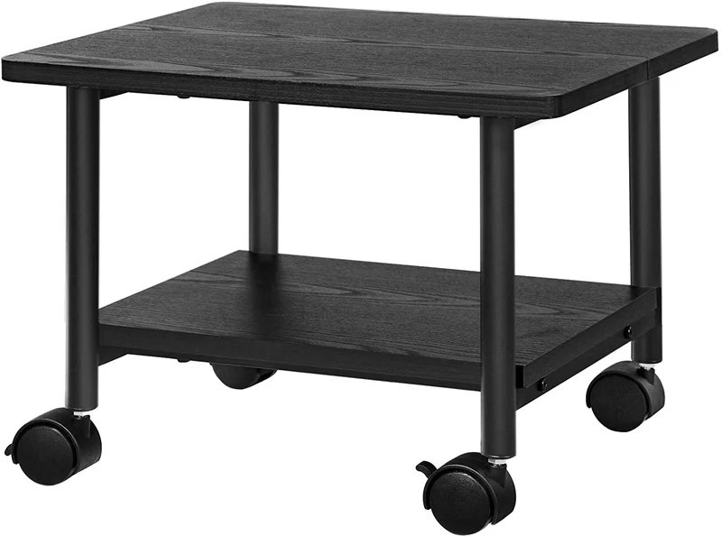 VASAGLE Industrial Under Desk Printer Stand, 2-Tier Mobile Machine Cart with Shelf