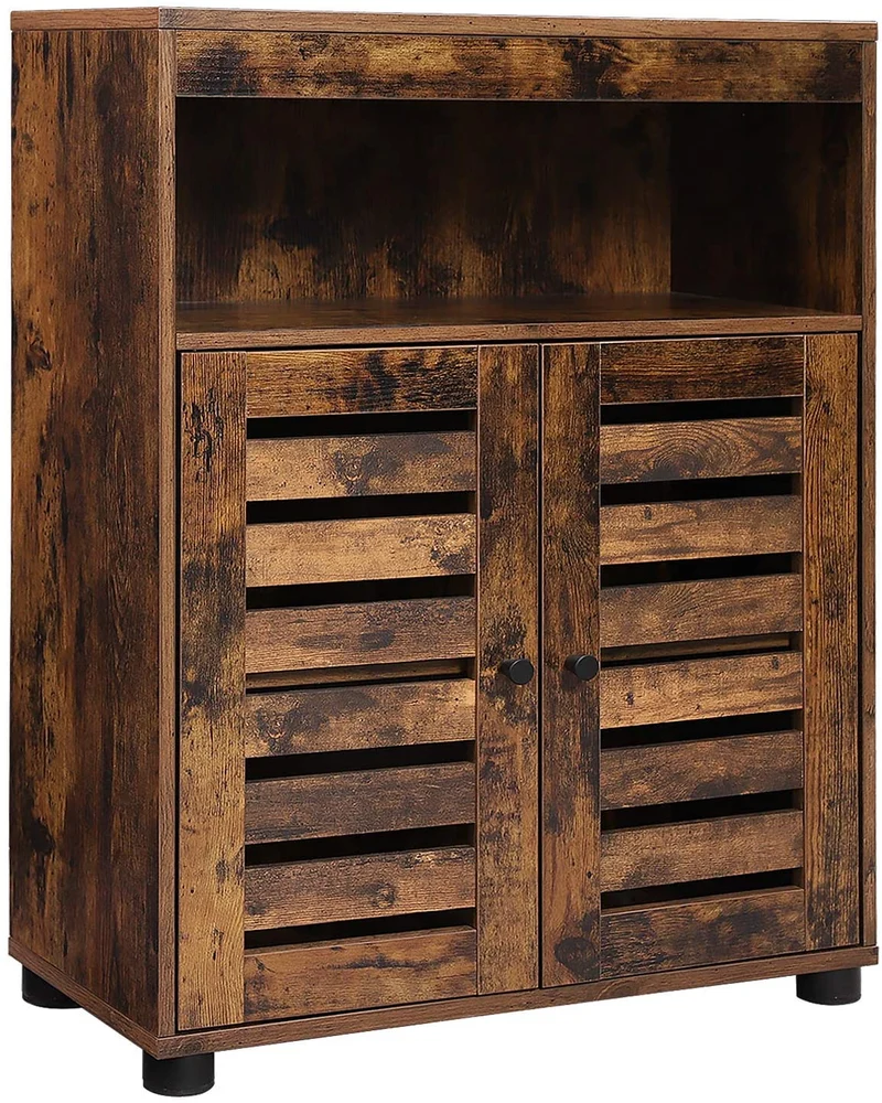 Vasagle Bathroom Storage Cabinet with Louvered Doors, Rustic Brown