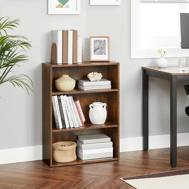 VASAGLE Bookcase, Adjustable Shelves 23.6, Rustic Brown