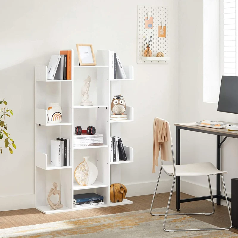 VASAGLE Bookshelf, Bookcase with 13 Storage Shelves, White