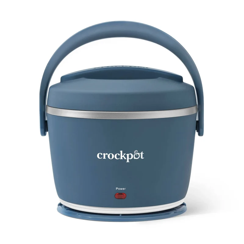 20oz Lunch Crock Food Warmer Faded Blue: Slow Cooker, Dishwasher-Safe, Locking Lid, Hinged Handle, 50W Output