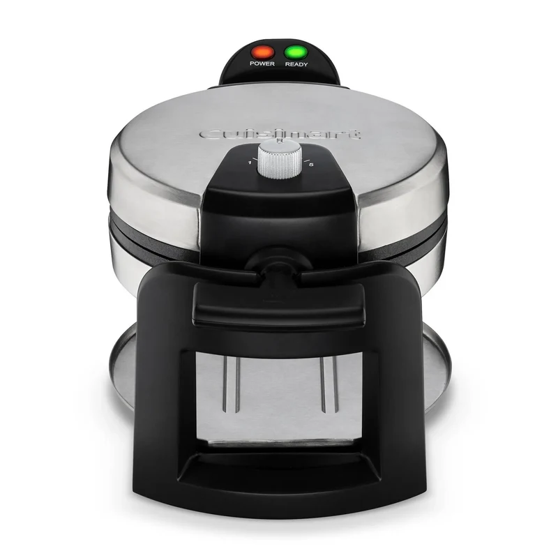 Flip Belgian Waffle Maker - Stainless Steel - WAF-F30: Nonstick, 180° Rotating, Adjustable Browning, Drip Tray
