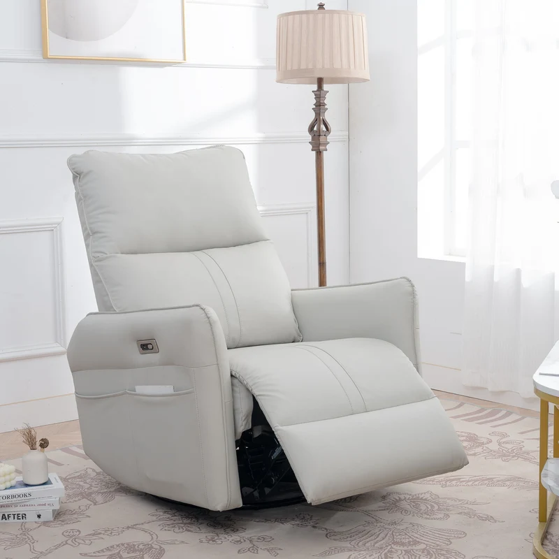 29.92" 270 Power Swivel Rocker Recliner Chair, Electric Glider Reclining Sofa With USB Ports, Power Swivel Glider, Rocking Chair Nursery Recliners for Living Room Bedroom
