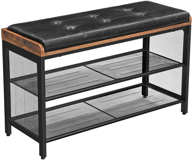 VASAGLE Padded Storage Bench with Mesh Shelf, Hallway