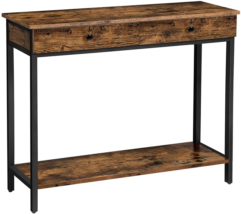 Vasagle Console Table, Hallway Table, Rustic Brown and Black