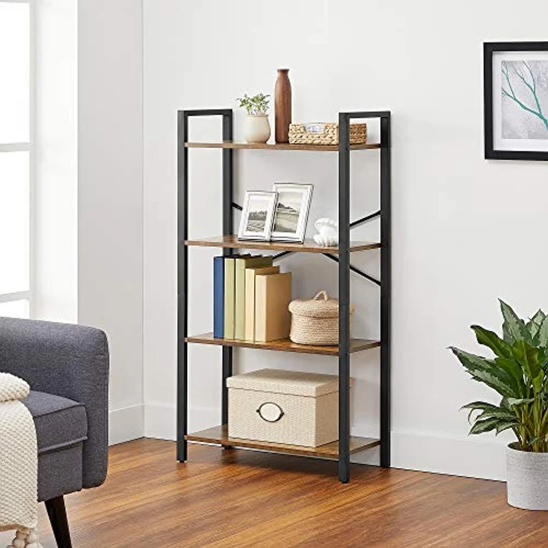 VASAGLE Bookshelf, Ladder Shelf, Storage Shelf, Rack Organizer, Rustic Brown