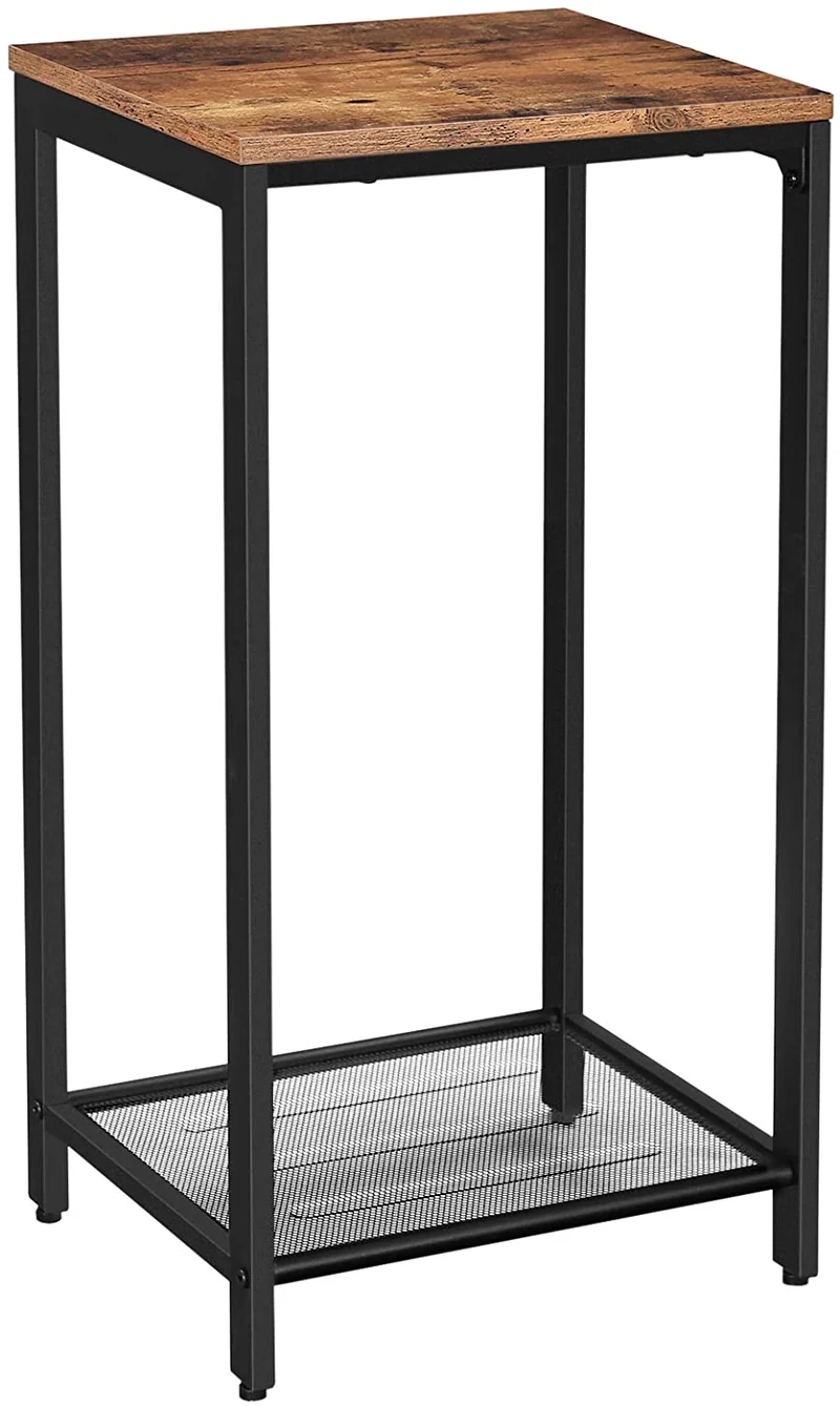 VASAGLE INDESTIC Side Table, Space Saving, Industrial, Rustic Brown and Black