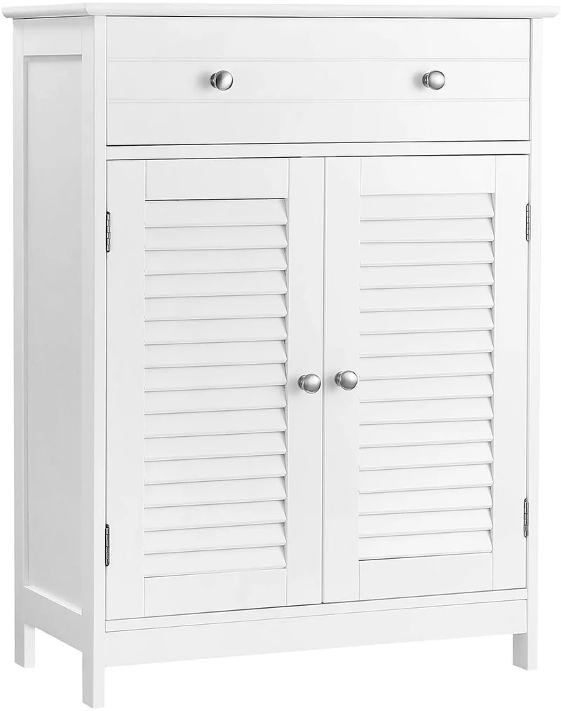 VASAGLE Bathroom Cabinet Floor Cabinet, with Adjustable Shelf, Matte White