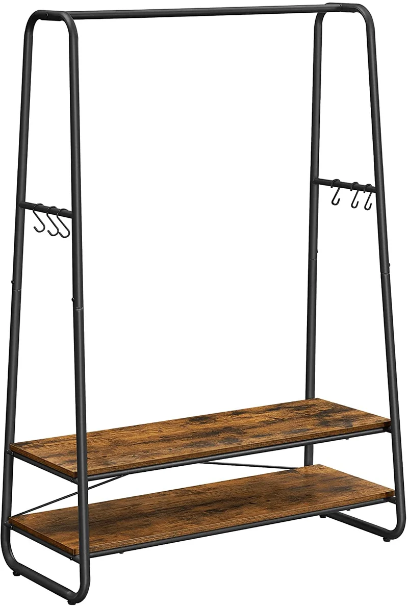 VASAGLE Heavy-Duty Clothes Rack, Garment Clothing Rack with 2 Shelves