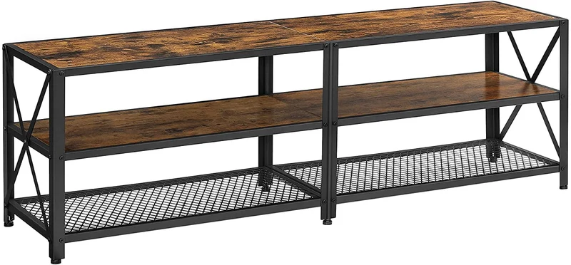 VASAGLE TV Stand for TV up to 70 Inches, Rustic Brown and Black