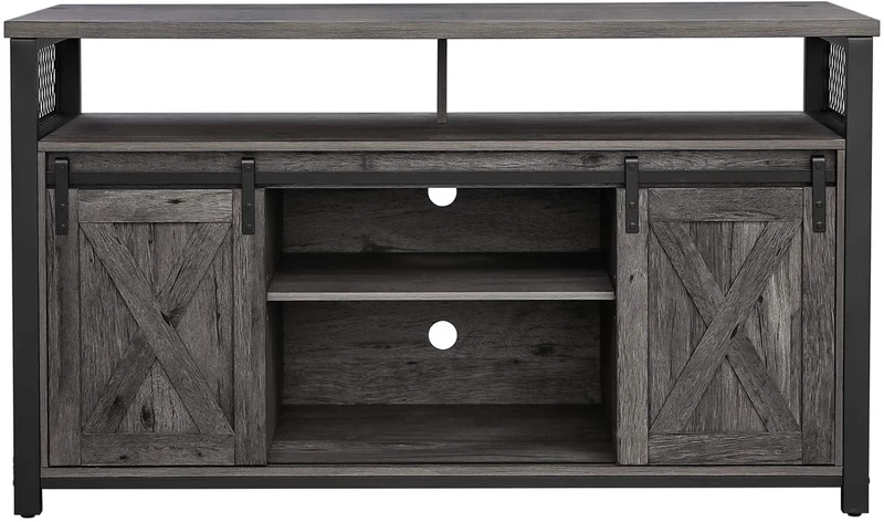 Vasagle TV Cabinet for 55-inch TVs, Entertainment Center, Media Console, Gray and Black