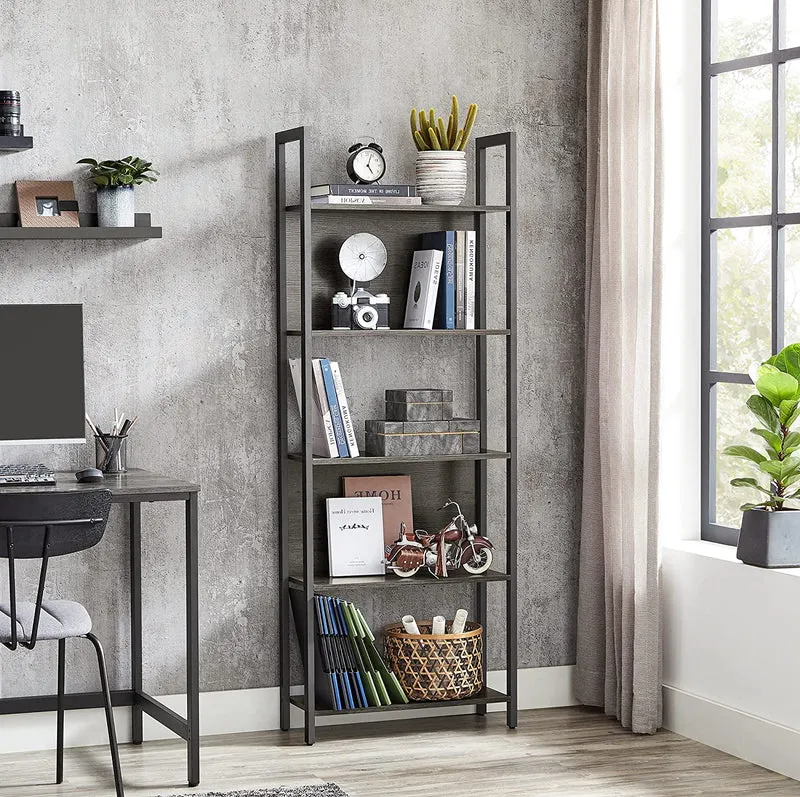 VASAGLE 5-Tier Bookshelf, Storage Rack Shelf, Charcoal Gray and Black