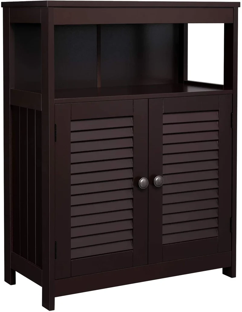 VASAGLE Free Standing Cabinet with Double Shutter Door and Adjustable Shelf