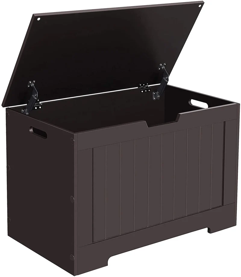 VASAGLE Lift Top Entryway Storage Chest/Bench with 2 Safety Hinge, Wooden Toy Box
