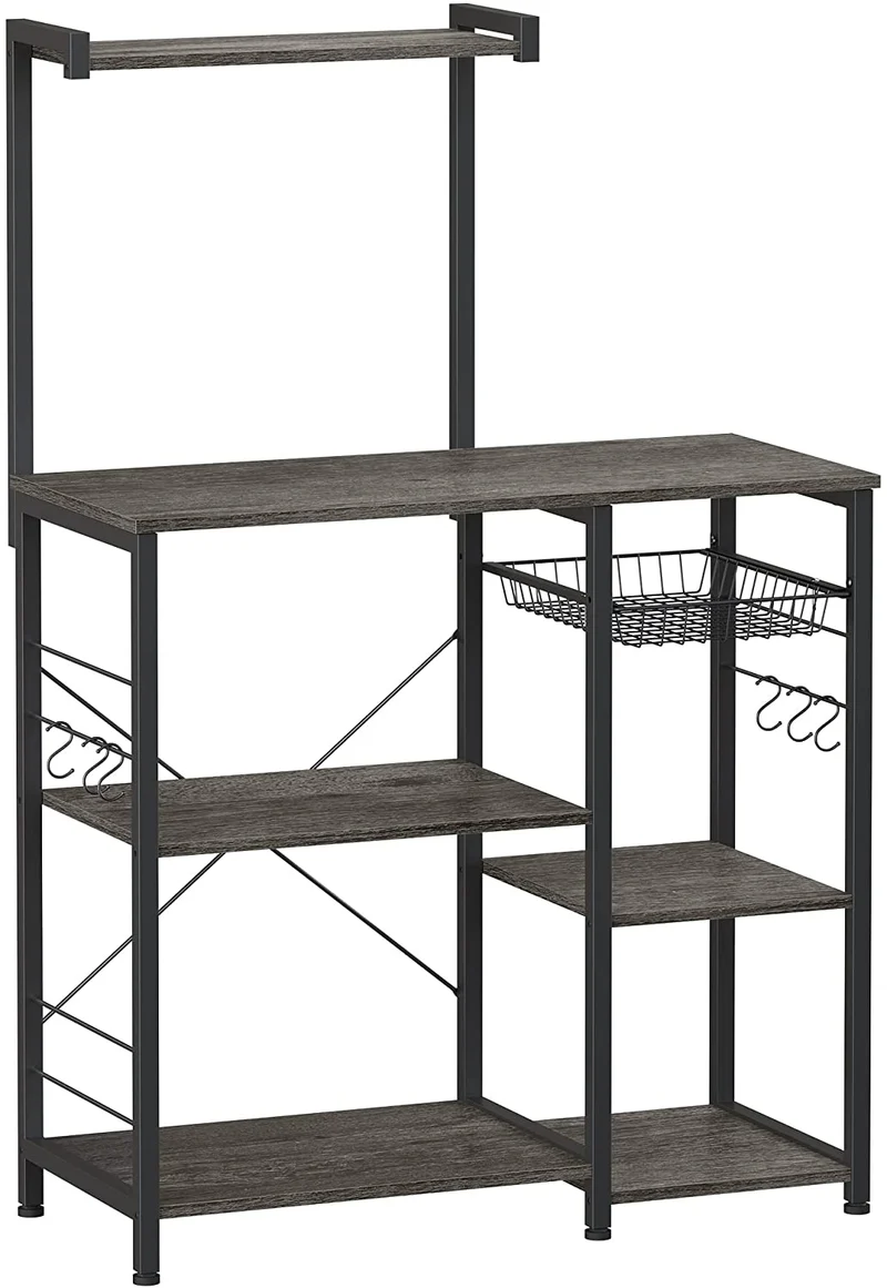 VASAGLE Baker Rack, Coffee Station, Charcoal Gray and Black