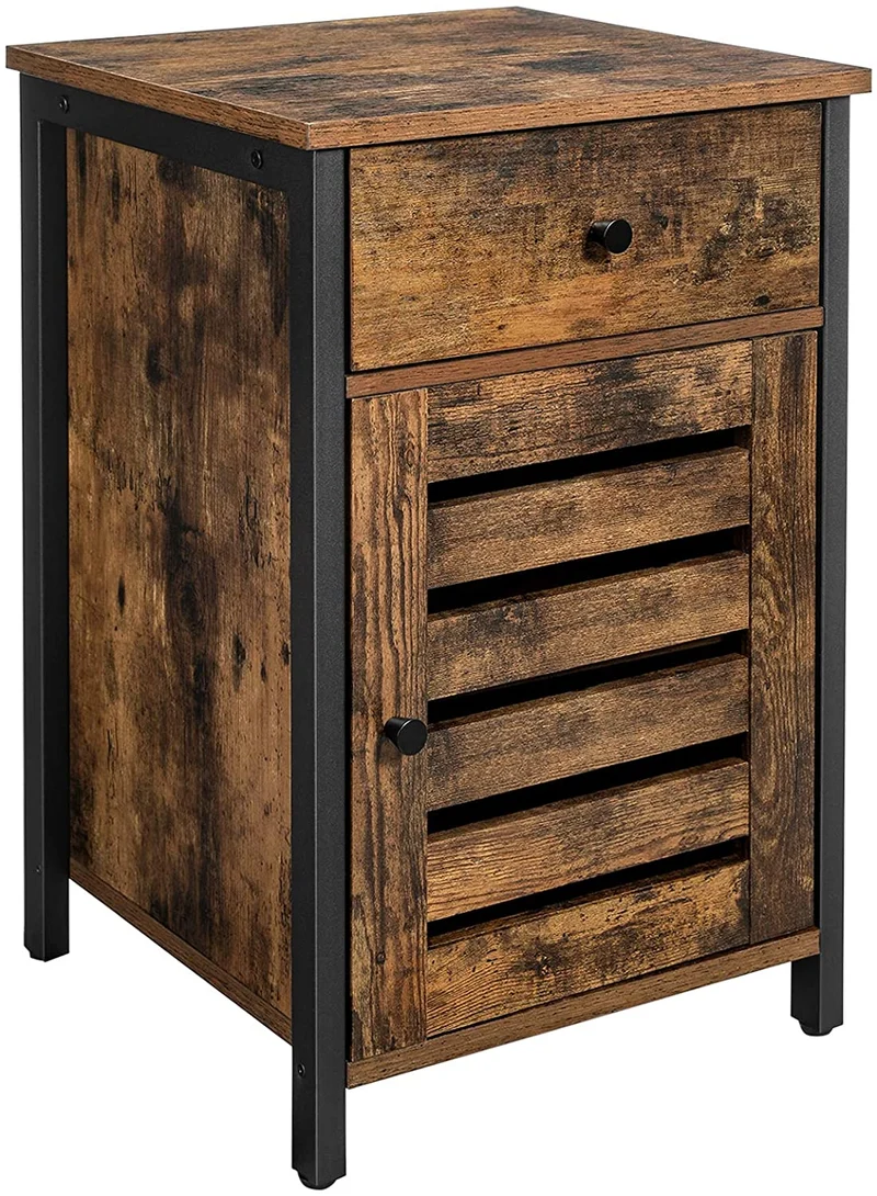 VASAGLE Nightstand, Side Table with Drawer, End Table with Adjustable Shelf