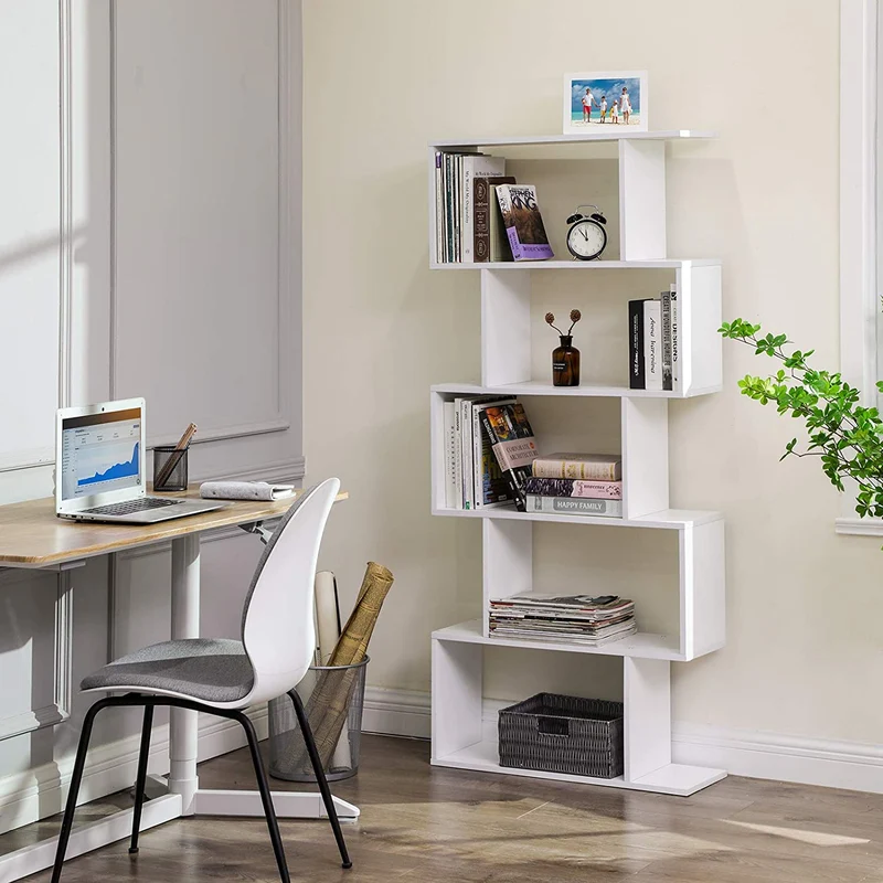 VASAGLE Wooden Bookcase, 5-Tier Display Shelf, White