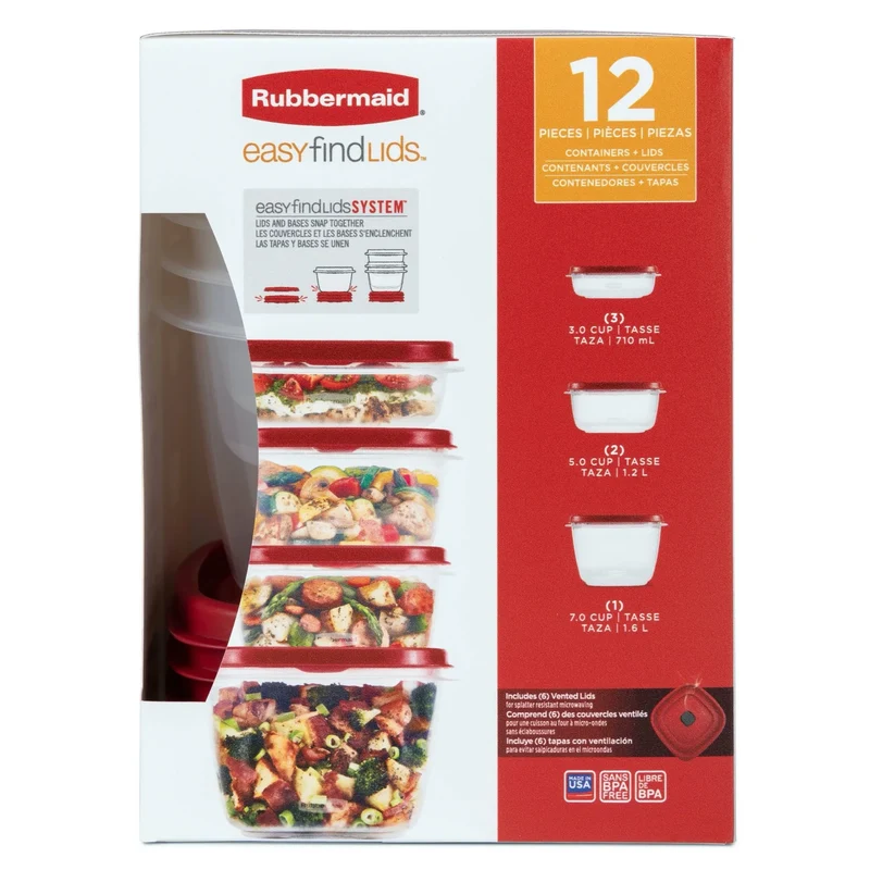 Food Storage Containers Set - Red/Clear