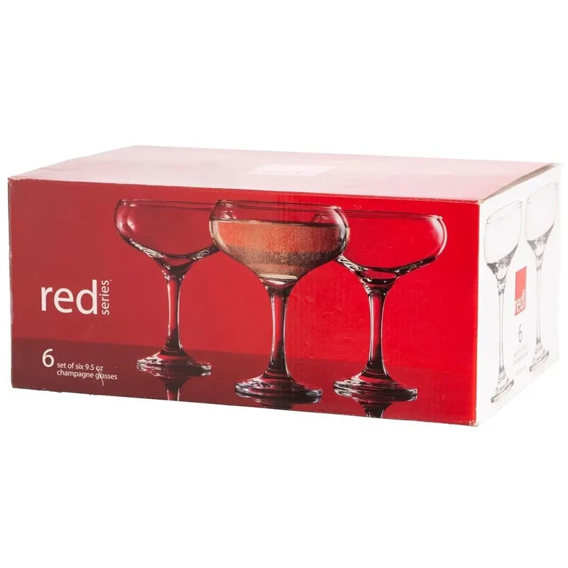 Home Essentials Red Series Set of 6 Coupe Glasses