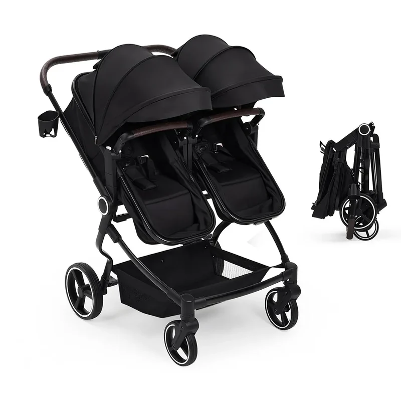 Side by Side Double Stroller for Twins - Black