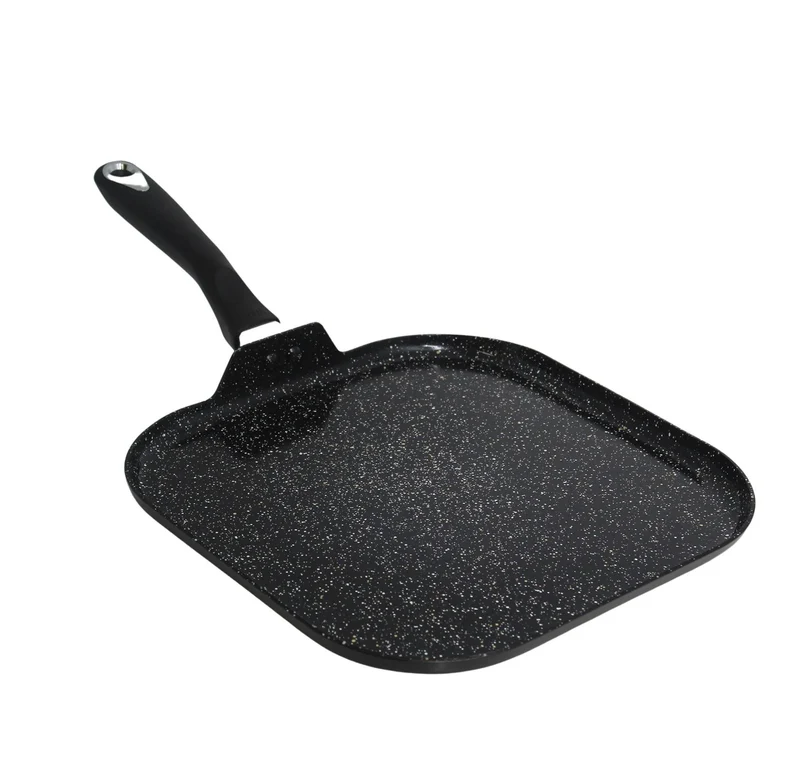 11" Ceramic Bistro Square Griddle Black: Pancake & Tortilla Stovetop Griddle, Aluminum, Hand Wash