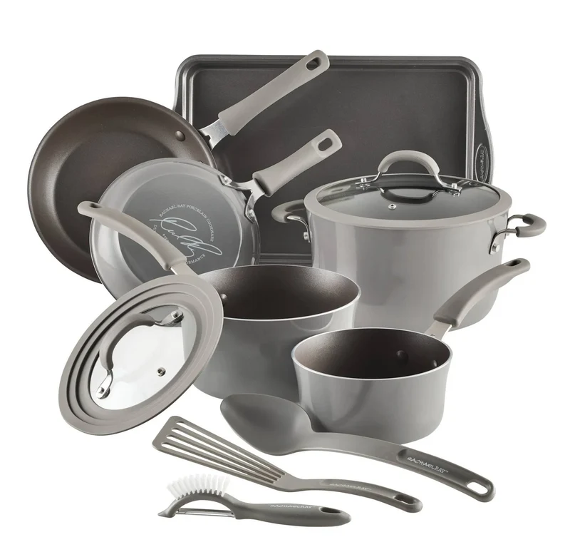 Cook and Create 11pc Aluminum Non-Stick Cookware Set - Gray