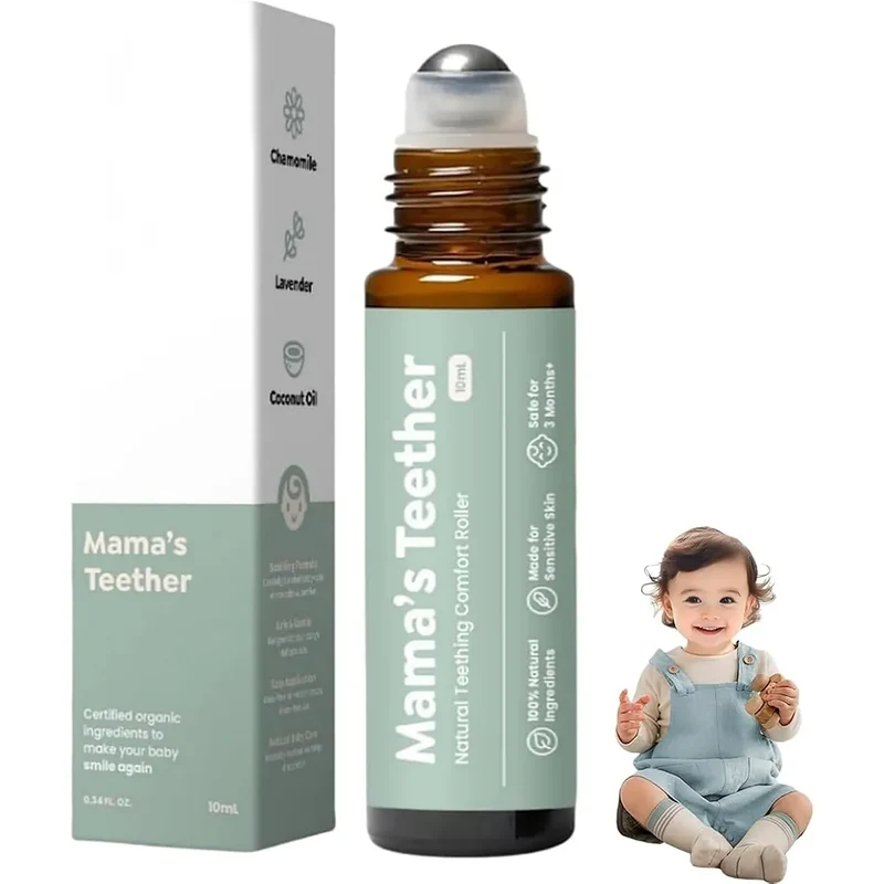 Mamas Teether: Teething Rol𝐥er, Natural Gentle Care Relief Rolle Natural Gentle (1pcs)