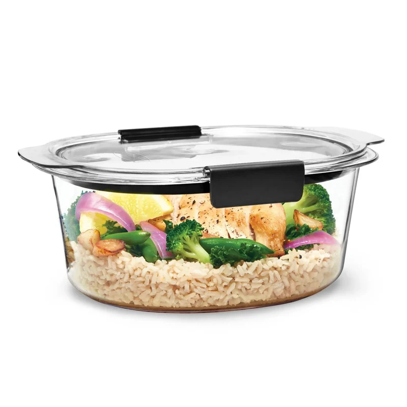 7C Brilliance Round Food Storage Container - Clear Plastic, Dishwasher-Safe
