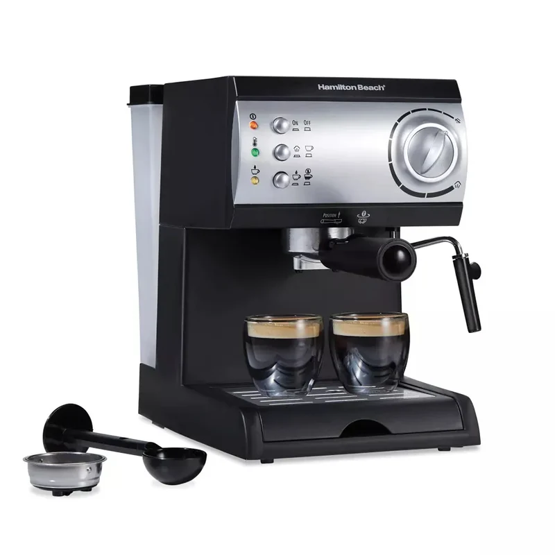 Espresso and Cappuccino Maker Black and Stainless 40715