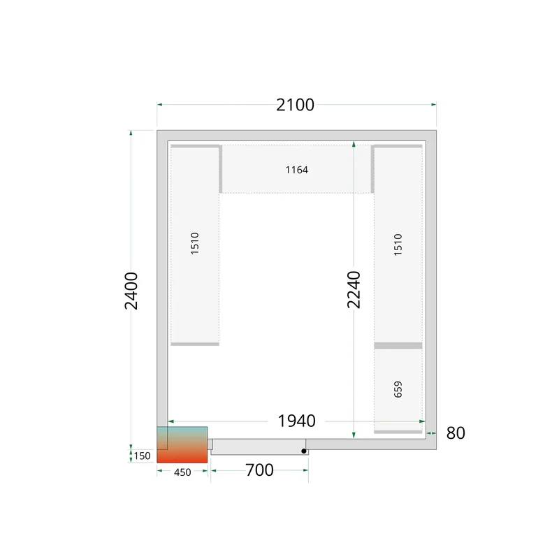 Panneaux de chambre froide 80 mm - TEFCOLD - CR-210X240X212-NF-44084
