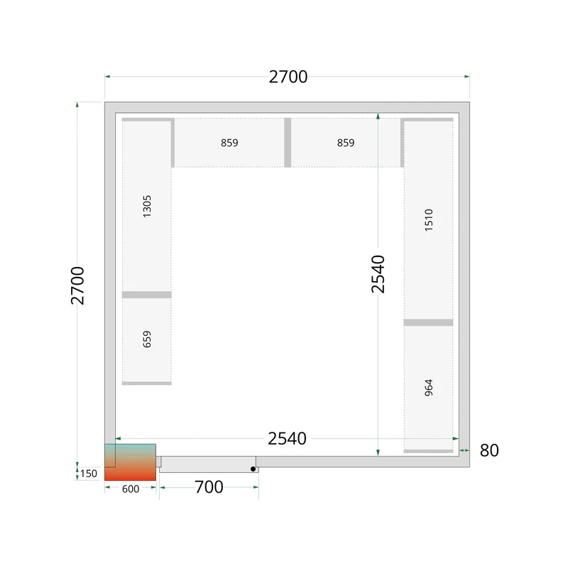 Panneaux de chambre froide 80 mm - TEFCOLD - CR-270X270X220-44093
